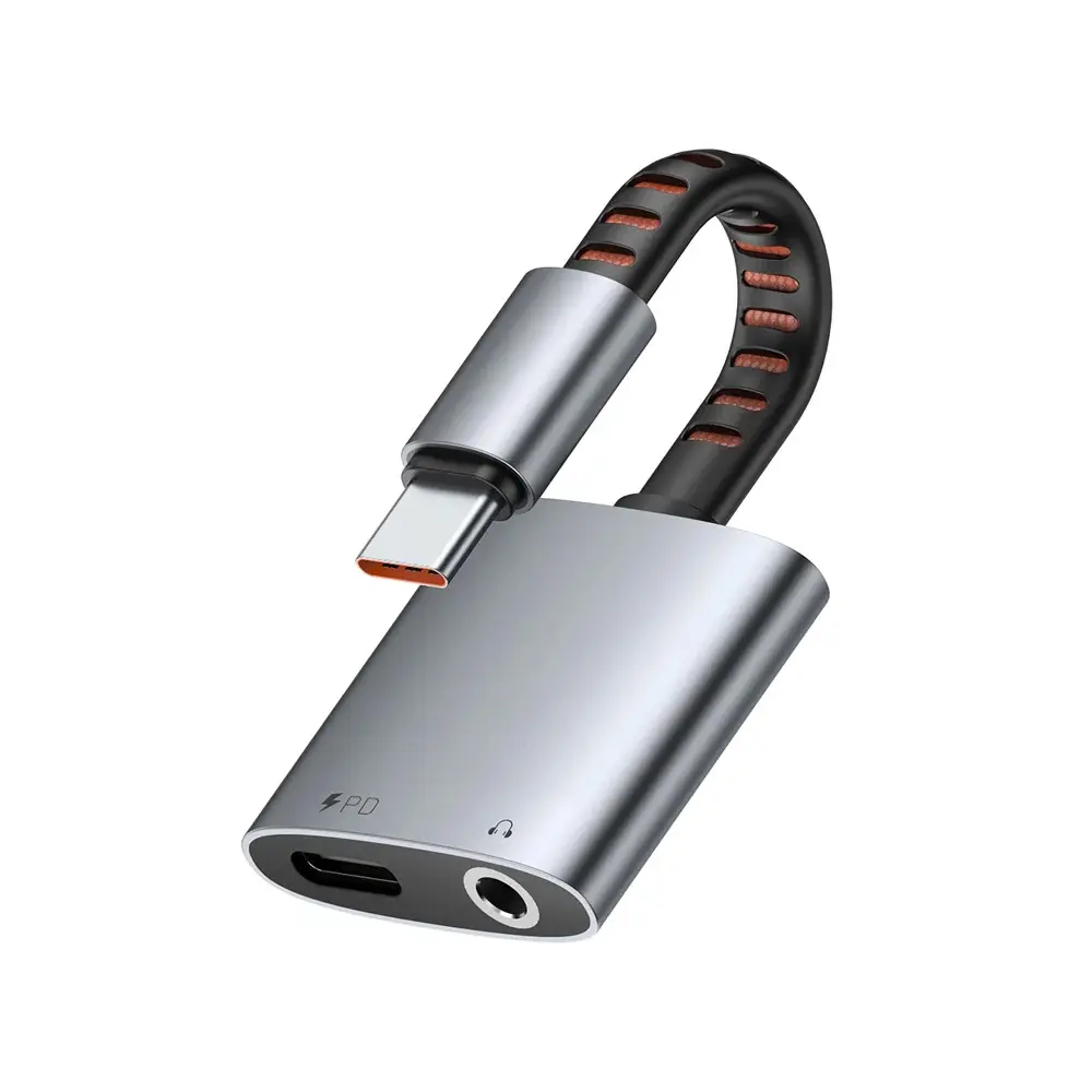 McDodo 2 in 1 USB-C to USB-C+DC3.5mm Audio Adapter (Flexible TPE Cable)