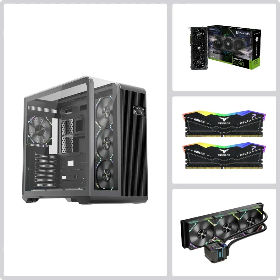 Platinum PL-90X Ryzen 9 9000 Series, Nvidia RTX 5090 32GB, 32GB DDR5 Memory, 2TB SSD, Liquid Cooler | Ultra High-End Gaming System (Black Edition)