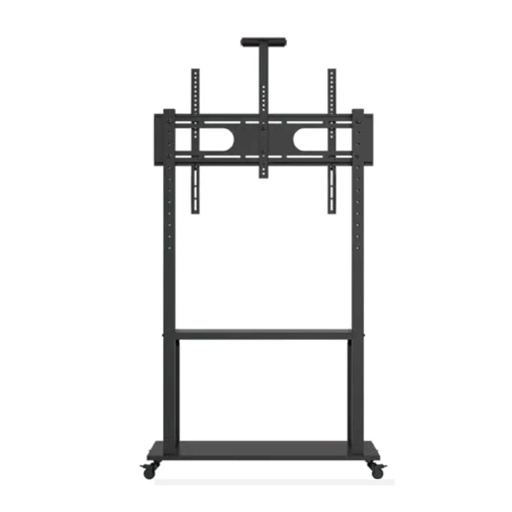 Adax ProStand Heavy-Duty Mobile TV Stand for 50"–100" Screens with Camera Shelf & Dual Wooden Shelves