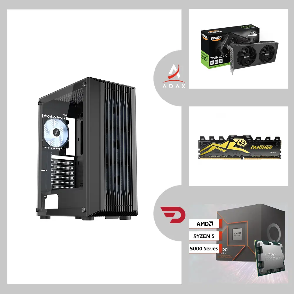 Spark SP-550A Ryzen 5-5500, Nvidia GeForce RTX 5050 Graphic Card, 16GB DDR4 RAM, 512GB NVMe SSD, MSI A520M Motherboard | Entry Gaming System