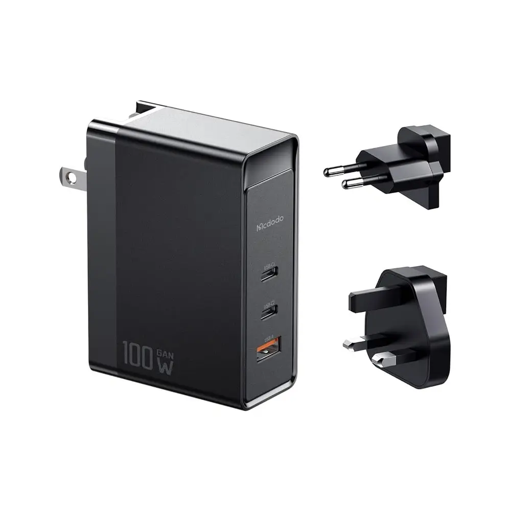 McDodo 100W 2C+1A GAN Universal Travel Black Adapter (UK/US/EU)