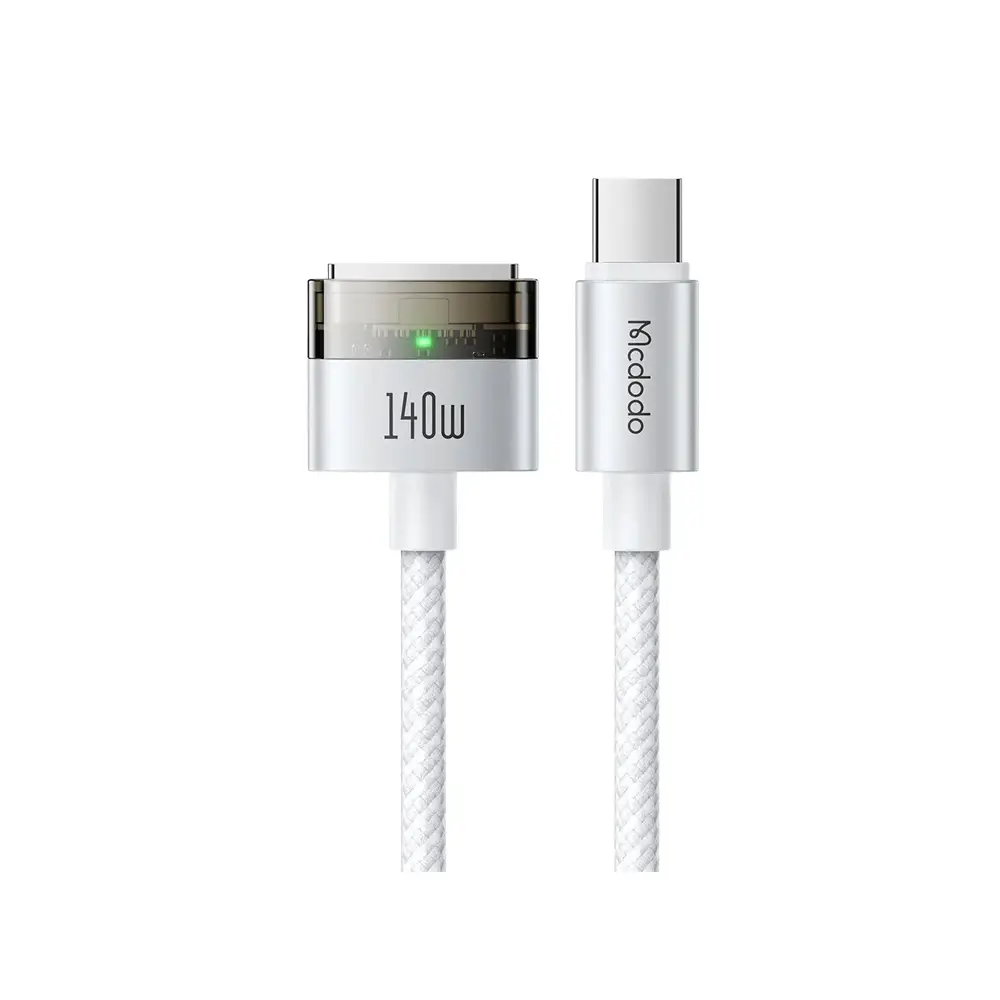 McDodo 140W USB-C to Magsafe 3 with LED 2m White Magnetic Cable