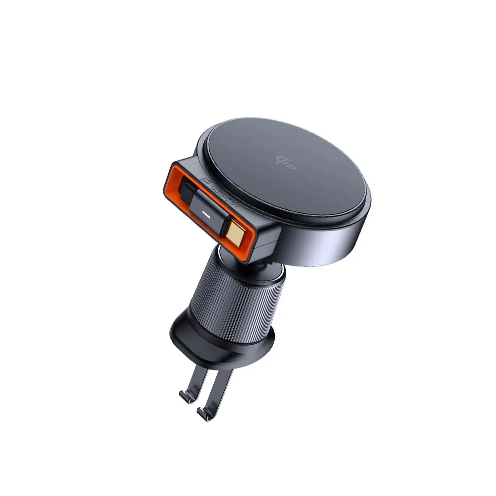 McDodo 15W Qi2 Magnetic Wireless Black Car Charger Built-in Retractable Cable (Qi2 Officially Certified)