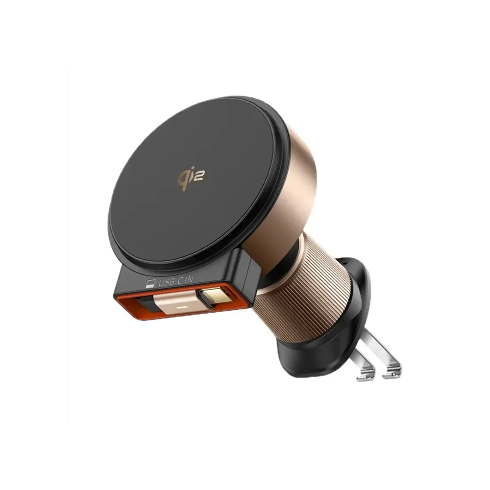 McDodo 15W Qi2 Magnetic Wireless Desert Gold Car Charger Built-in Retractable Cable (Qi2 Officially Certified)