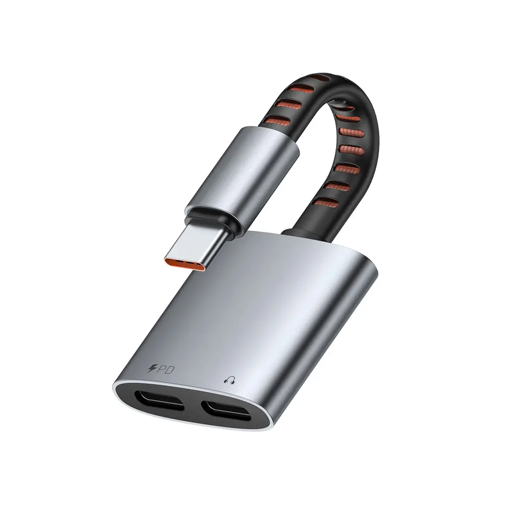 McDodo 2 in 1 USB-C to Dual USB-C Audio Adapter (Flexible TPE Cable)