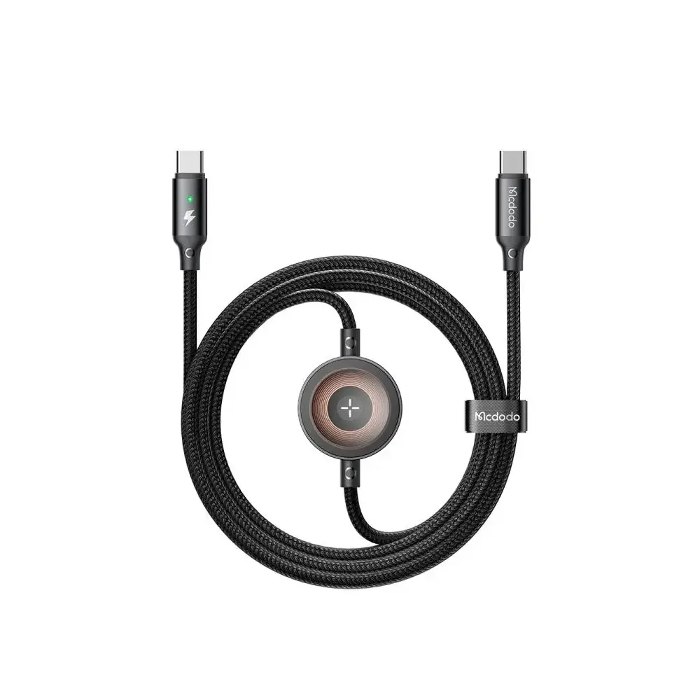 McDodo 2 in1 60W USB-C to USB-C+ Wireless Charger for Apple Watch 1.5m Black Cable