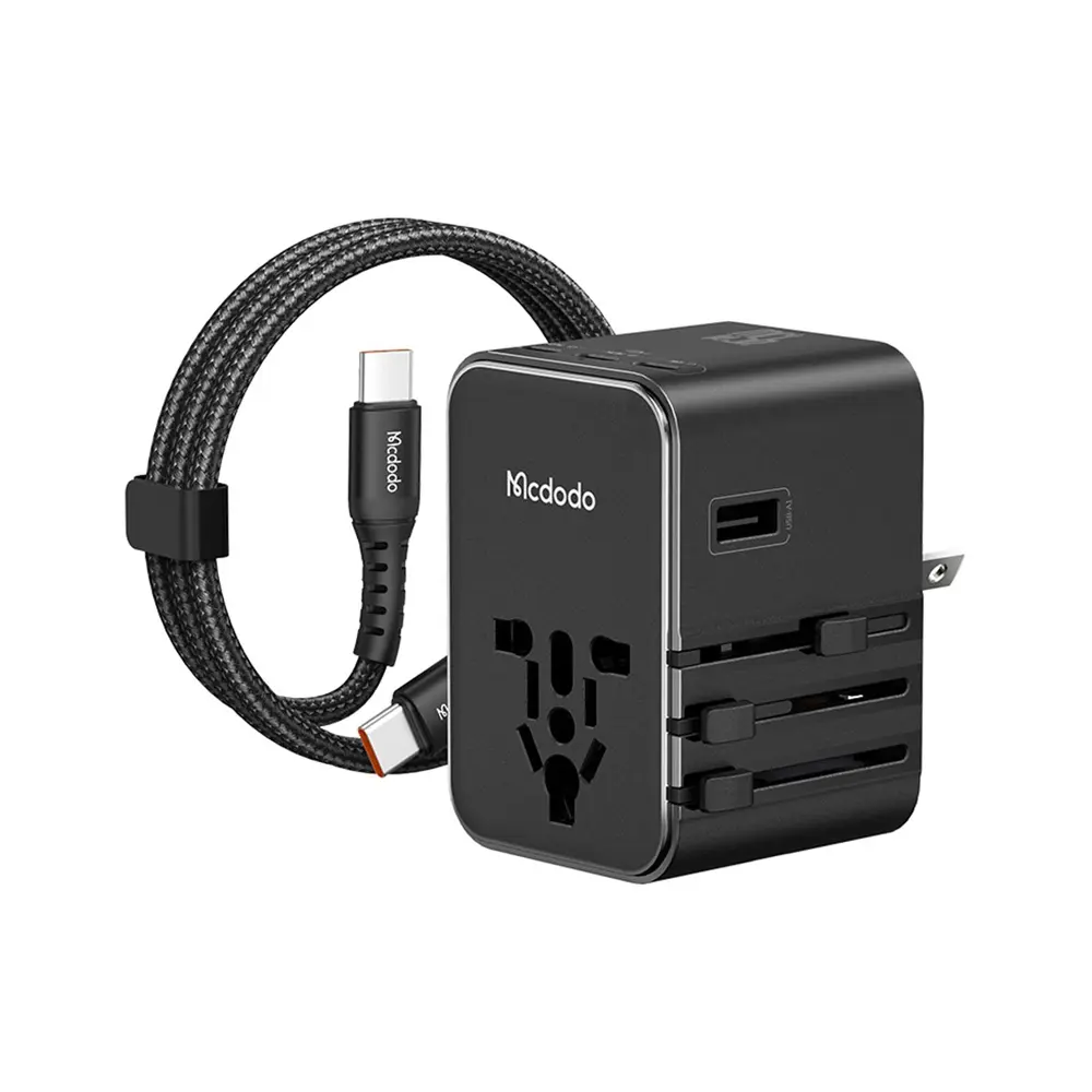 McDodo 45W 3C+1A Universal Travel Black Adapter((UK/US/EU)+60W Type-C to Type-C Cable 1m