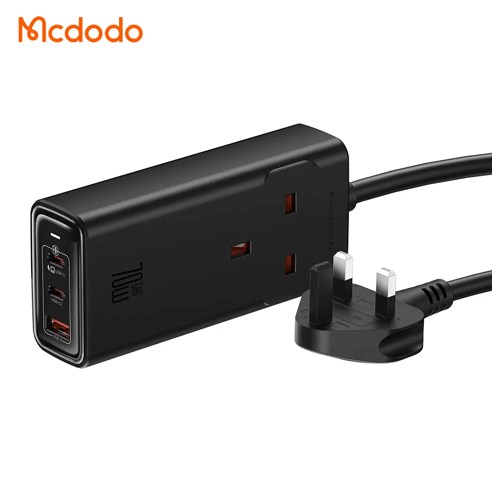 McDodo 70W 2C+1A+1AC GAN Lightning Protection Black Power Strip (UK)