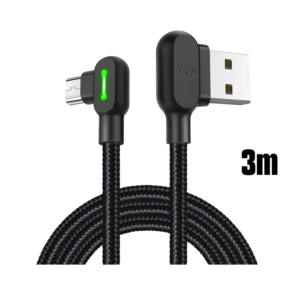McDodo 90 Degree Micro USB 3m Black Cable