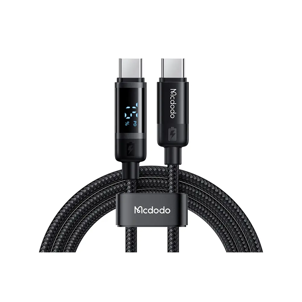 McDodo Digital Display 60W USB-C to USB-C Black Data Cable 1.2m (Real-time monitoring of battery level)