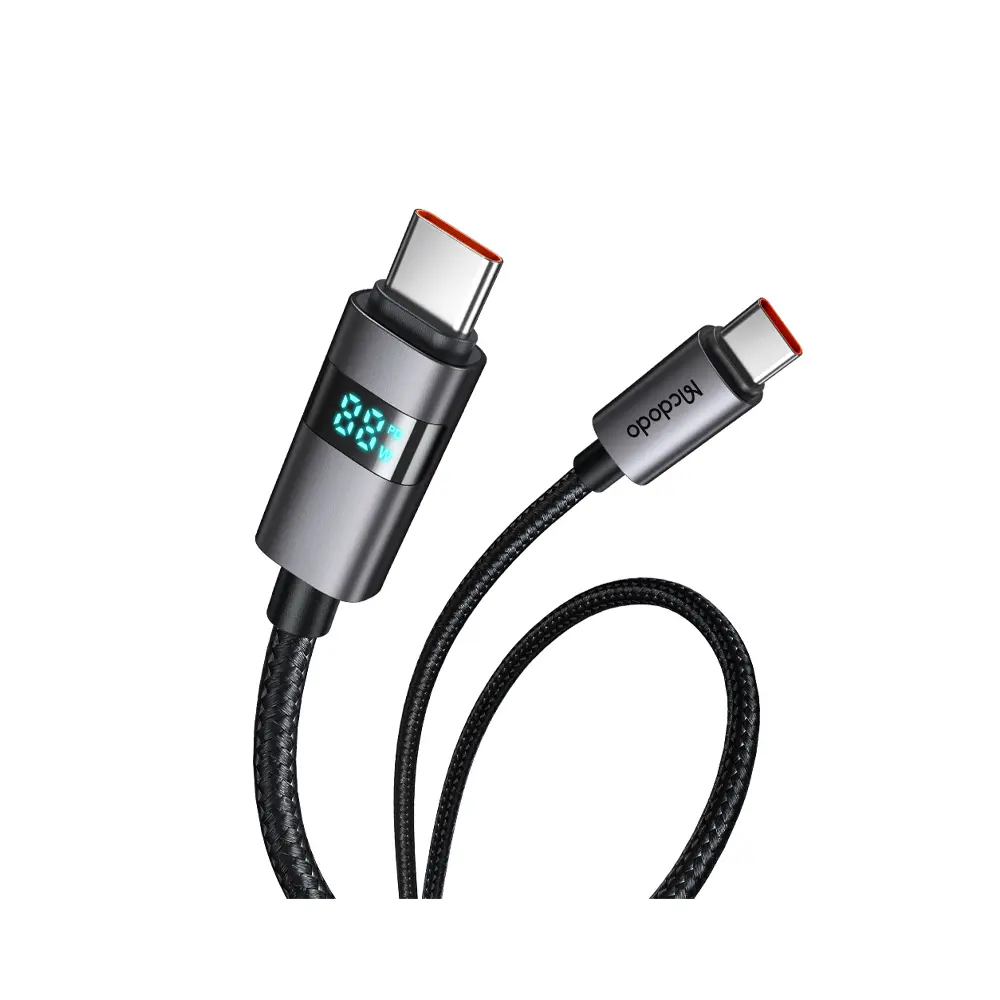 McDodo Horizontal LED Display 100W USB-C to USB-C Black Data Cable 1.2m