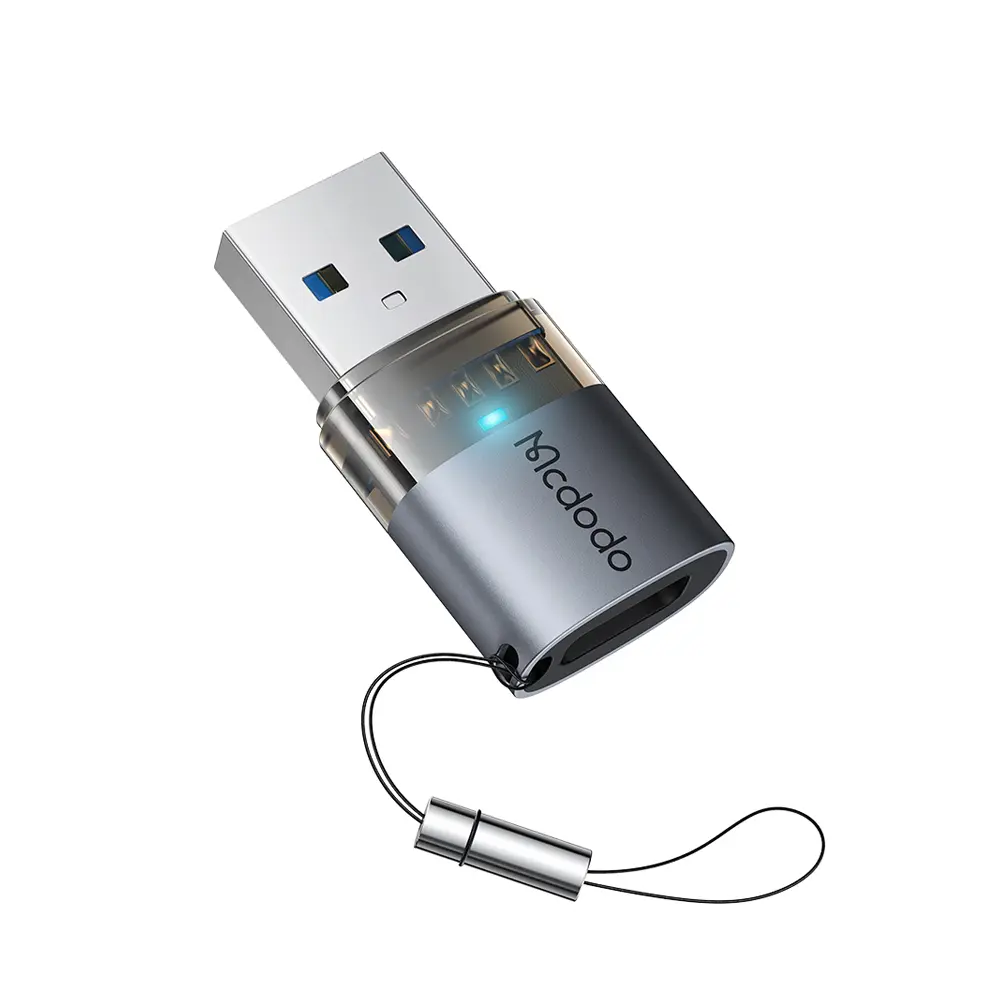 McDodo USB-C to USB-A 3.0 Transfer Adapter with Indicator Lights and Lanyard