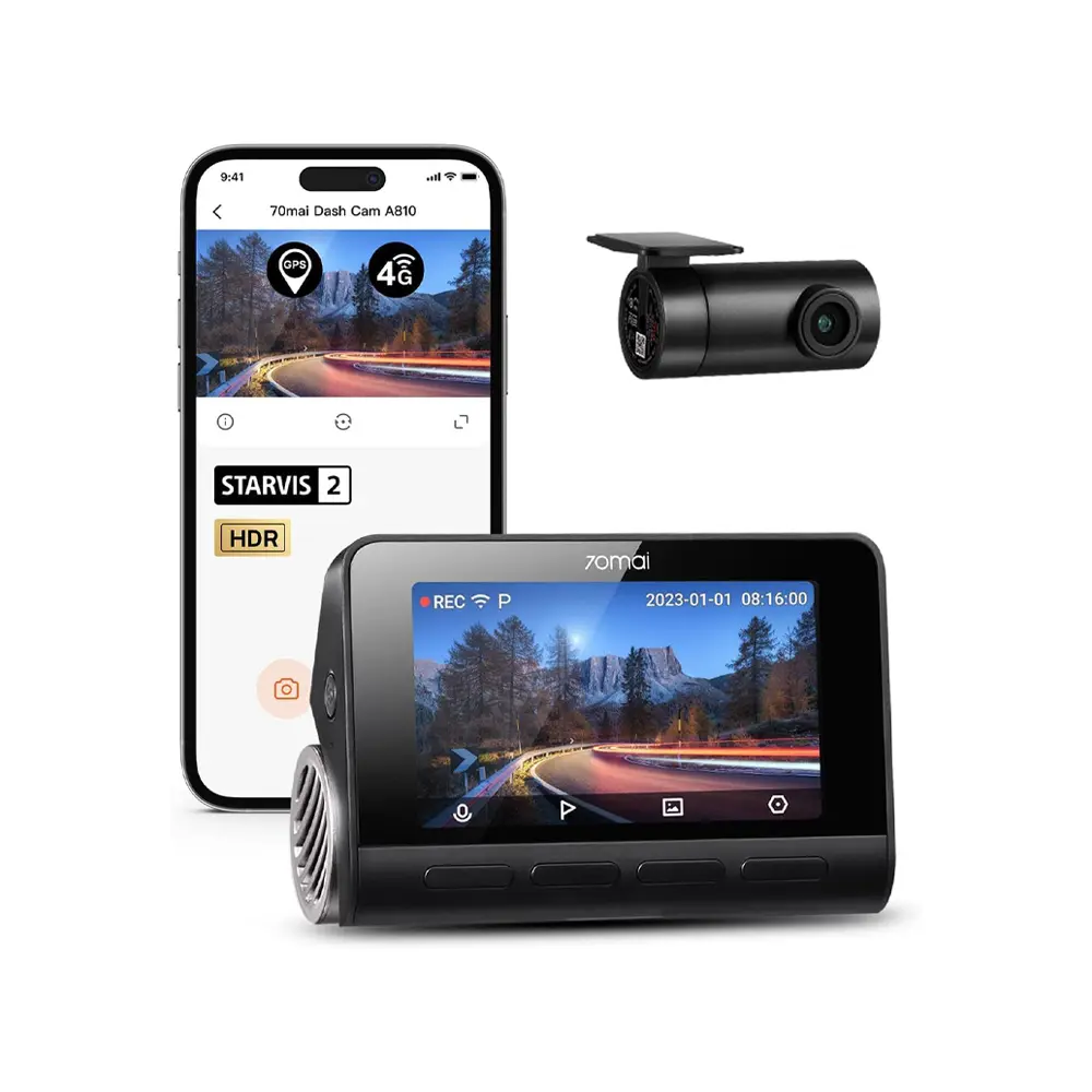 70mai Dash Cam Set A810-2 Cam Front and Rear, Dual Dash Camera