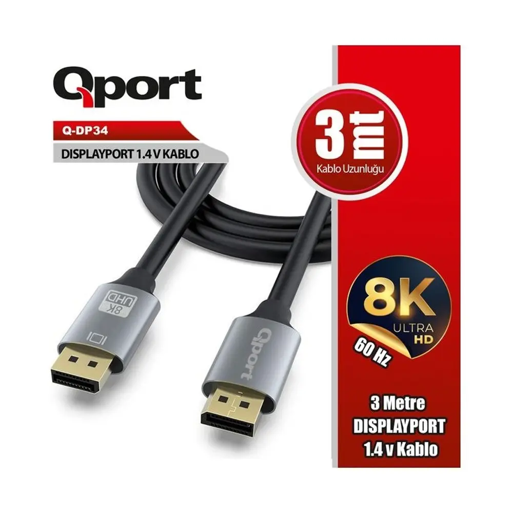 QPORT Q-DP34 3M DISPLAY PORT 4K 3840x2160