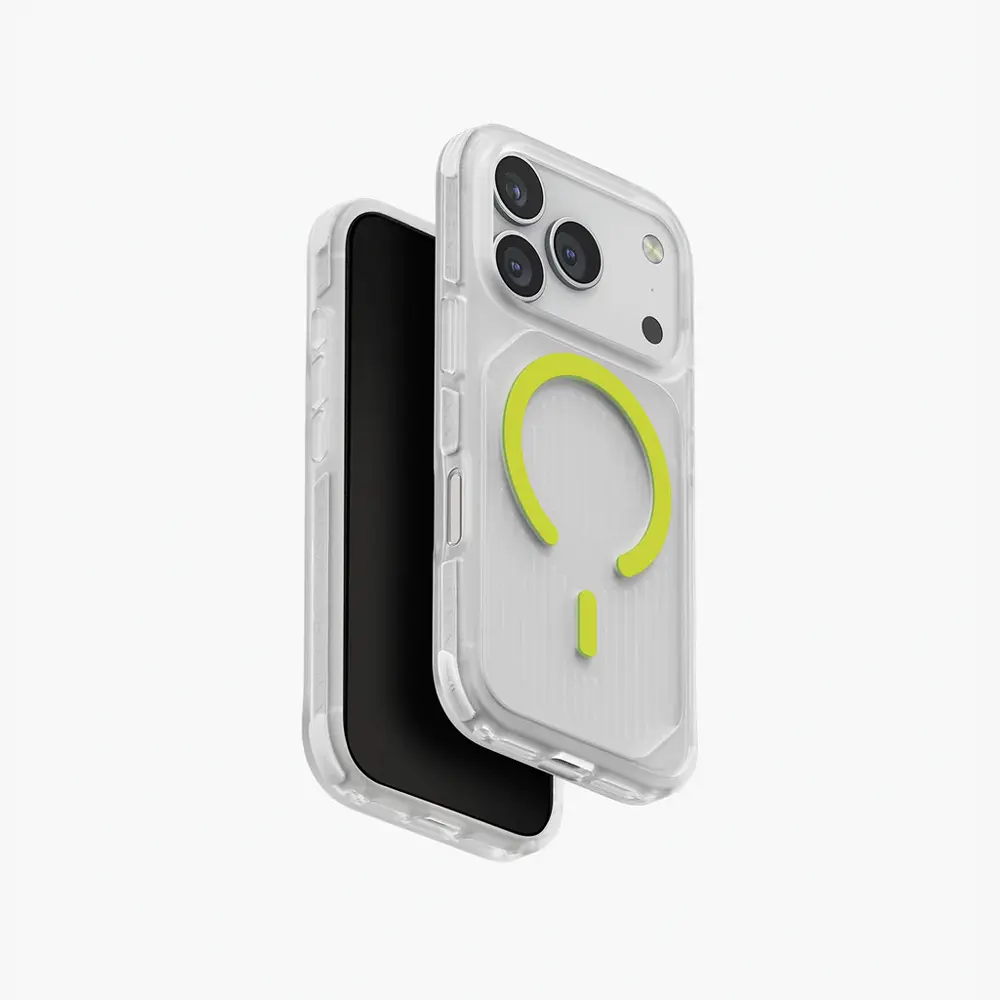 UNIQ iPhone 17 Pro Max Combat Active Triple-Layered Luminous Rugged Protective Case with MagSafe (Clear/Lume-Lime)