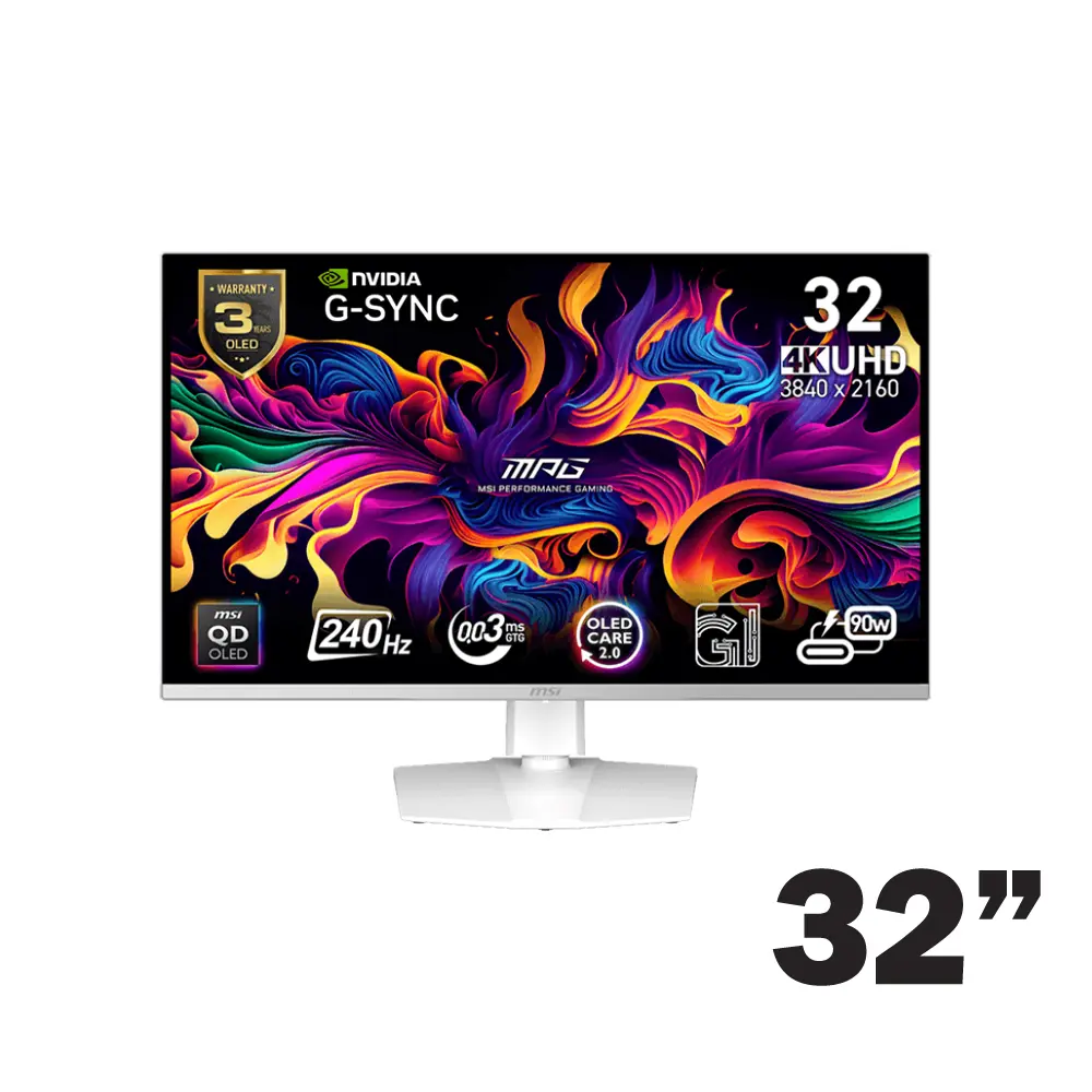 MSI MAG 321URXW 32" (3840x2160)4K QD-OLED 240Hz, 0.03ms(GTG) Ultra Gaming White Monitor