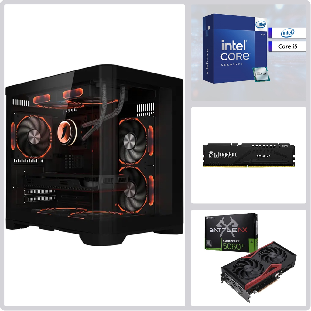 Blaze BL-706B Intel Core i5-14400F, Nvidia GeForce RTX 5060 Ti Graphic Card, 16GB / 32GB DDR5 RAM, 1TB NVMe SSD, ASUS PRIME H610M-K DDR5 Motherboard | Mid-Tier+ Gaming System