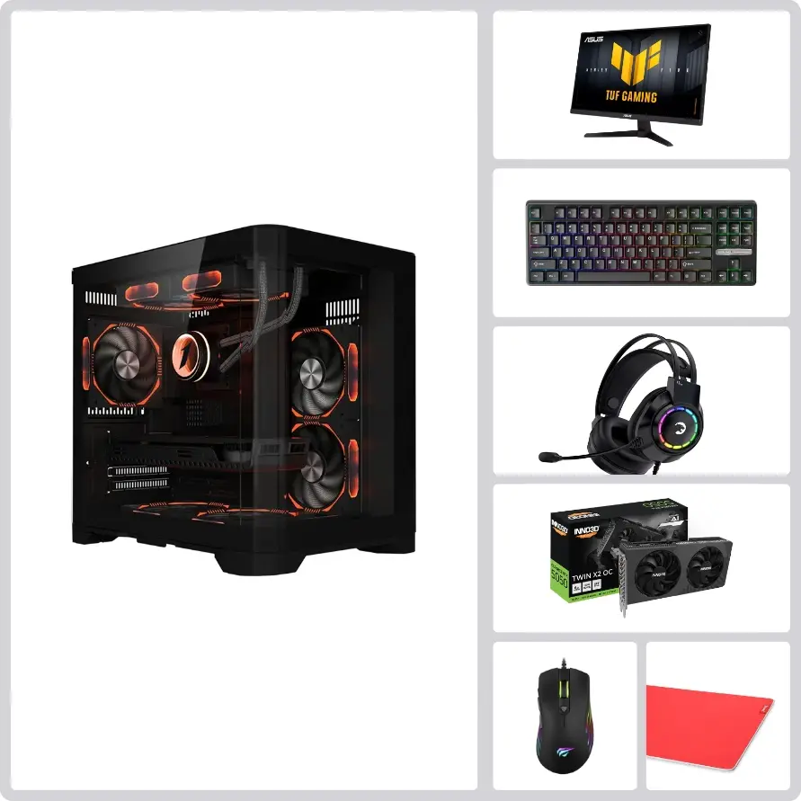 Spark SP-550XBND AMD Ryzen 5, Nvidia GeForce RTX 5050 Graphic Card, 16GB DDR4 RAM, 512GB NVMe SSD | Entry+ Gaming Bundle Set (144Hz Monitor + Keyboard + Mouse + Headset + Mousepad)