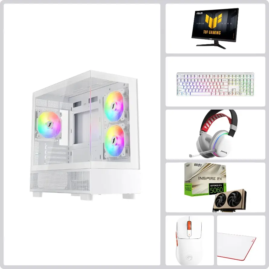 Blaze BL-616ABND Intel Core i5-14400F, Nvidia GeForce RTX 5060 Graphic Card, 16GB / 32GB DDR5 RAM, 1TB NVMe SSD, ASUS PRIME H610M-K DDR5 Motherboard | Mid-Tier Gaming Bundle Set (144Hz Monitor + Keyboard + Mouse + Headset + Mousepad)