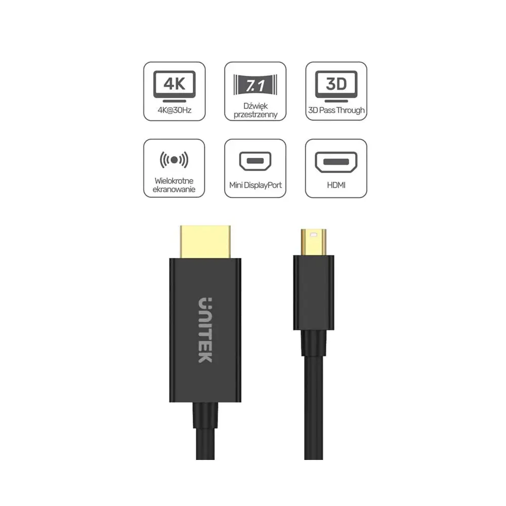Unitek Mini Display to HDMI 4K&30Hz Cable 2mt (V1152A)