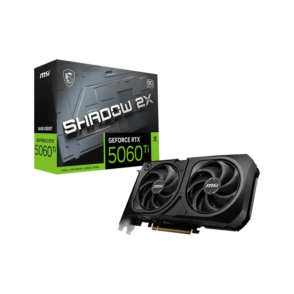 MSI GeForce RTX 5060 Ti Shadow 2x OC Plus 16GB DDR7 128Bit - Black Graphic Card