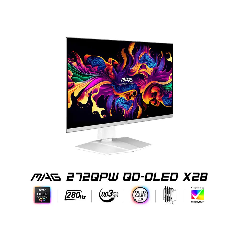 MSI 26,5" MAG 272QPW QD-OLED X28 FreeSync WQHD(2560x1440) 280Hz, 0.03ms (GtG) VESA DisplayHDR True Black 400 - White Gaming Monitor