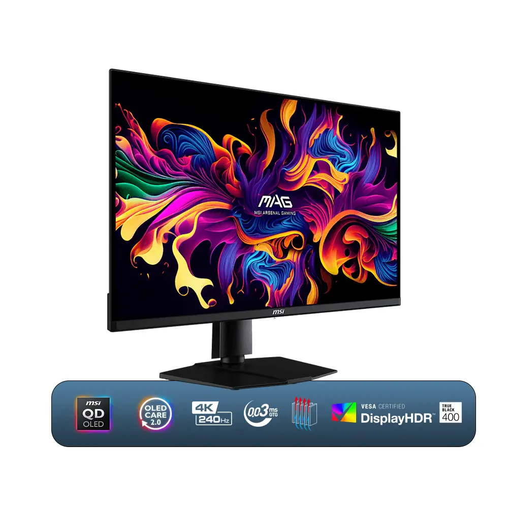MSI 31,5" MAG 321UPX QD-OLED Adaptive-Sync UHD(3840x2160) 240Hz, 0.03ms (GTG) OLED Care 2.0 DisplayHDR True Black 400 - Black Gaming Monitor 
