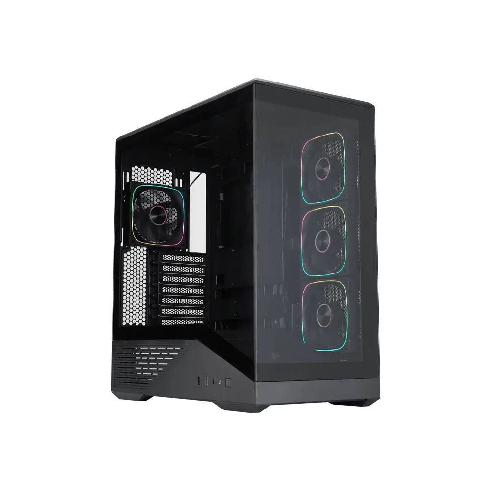 1stPlayer GM7 Middle Tower Black Gaming ATX Case (4 Fan Inside, Support 9 Fans)