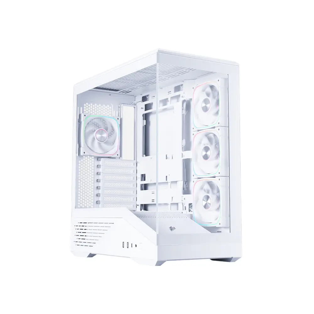 1stPlayer GM7 Middle Tower White Gaming ATX Case (4 Fan Inside, Support 9 Fans)