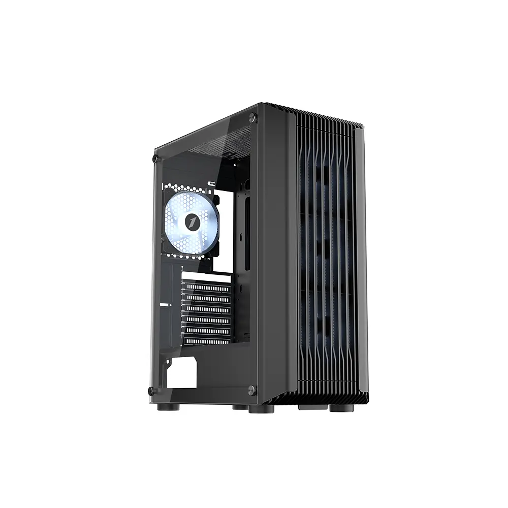 1stPlayer H6 Middle Tower Black Gaming ATX Case (4 Fan Inside, Support 8 Fans)