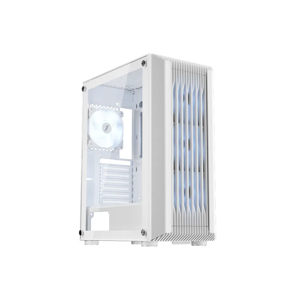 1stPlayer H6 Middle Tower White Gaming ATX Case (4 Fan Inside, Support 8 Fans)
