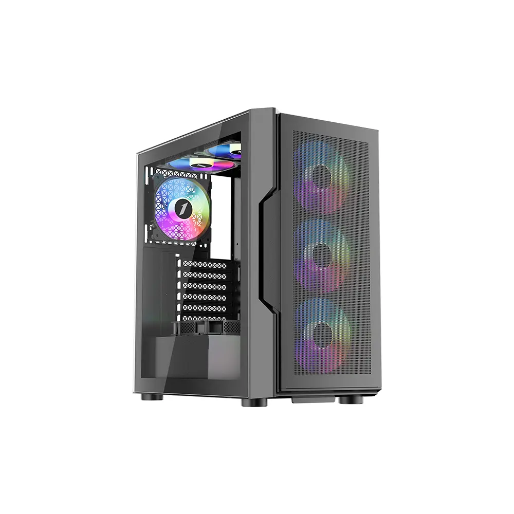 1stPlayer Trilobite(T7-P) Middle Tower Black Gaming ATX Case (Support 7 Fans)