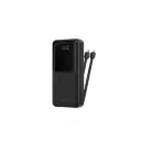 Wiwu Essen 22.5W 20000mAh Black Power Bank with Built-in PD & Lightning Fast Charging Cables (P082)