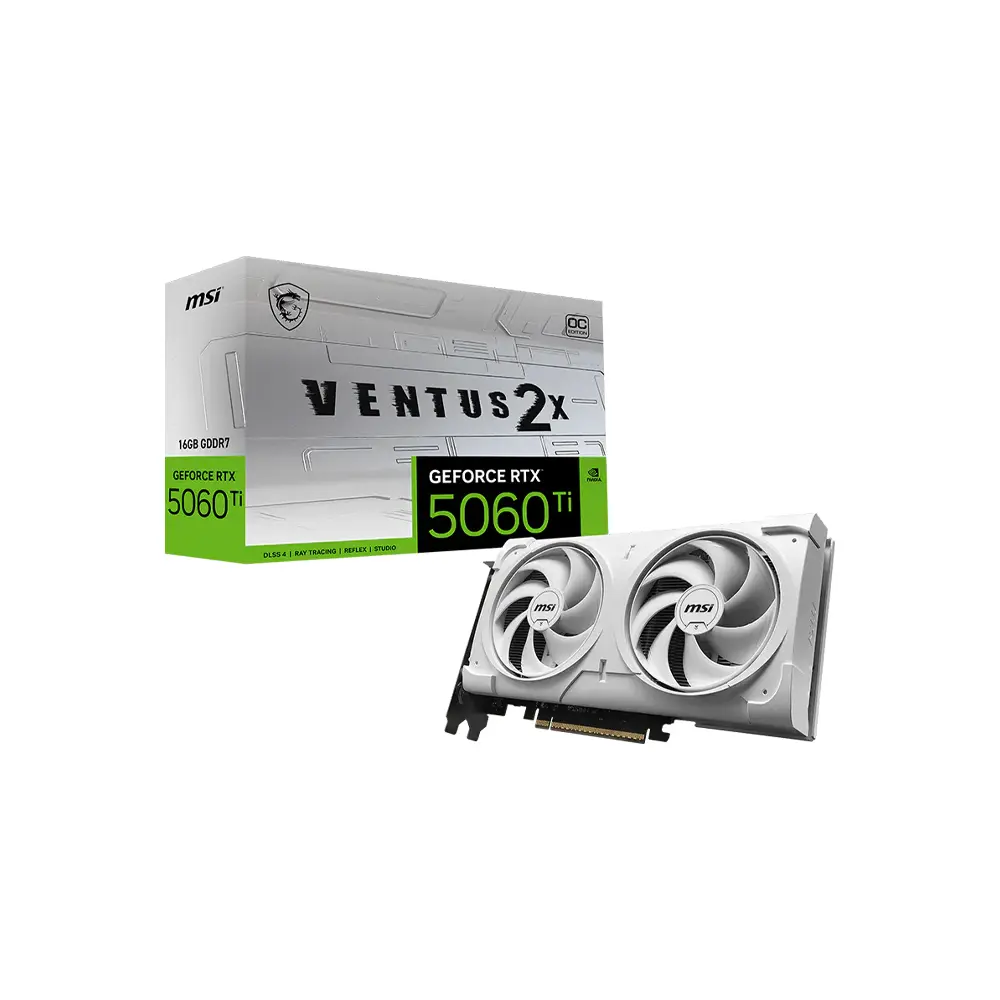 MSI GeForce RTX 5060 Ti Ventus Plus 2X OC 16GB DDR7 128Bit - White Graphic Card