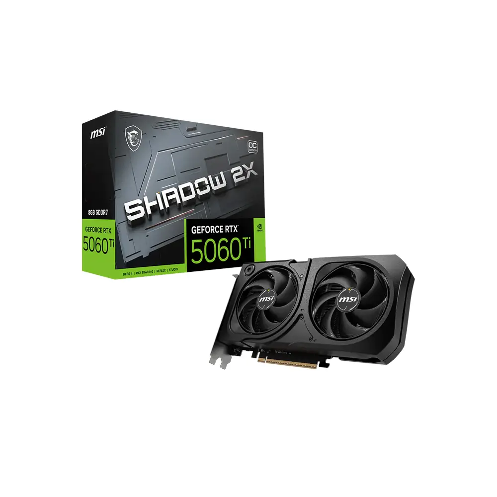MSI GeForce RTX 5060 Ti Shadow 2X OC Plus 8GB DDR7 128Bit - Black Graphic Card