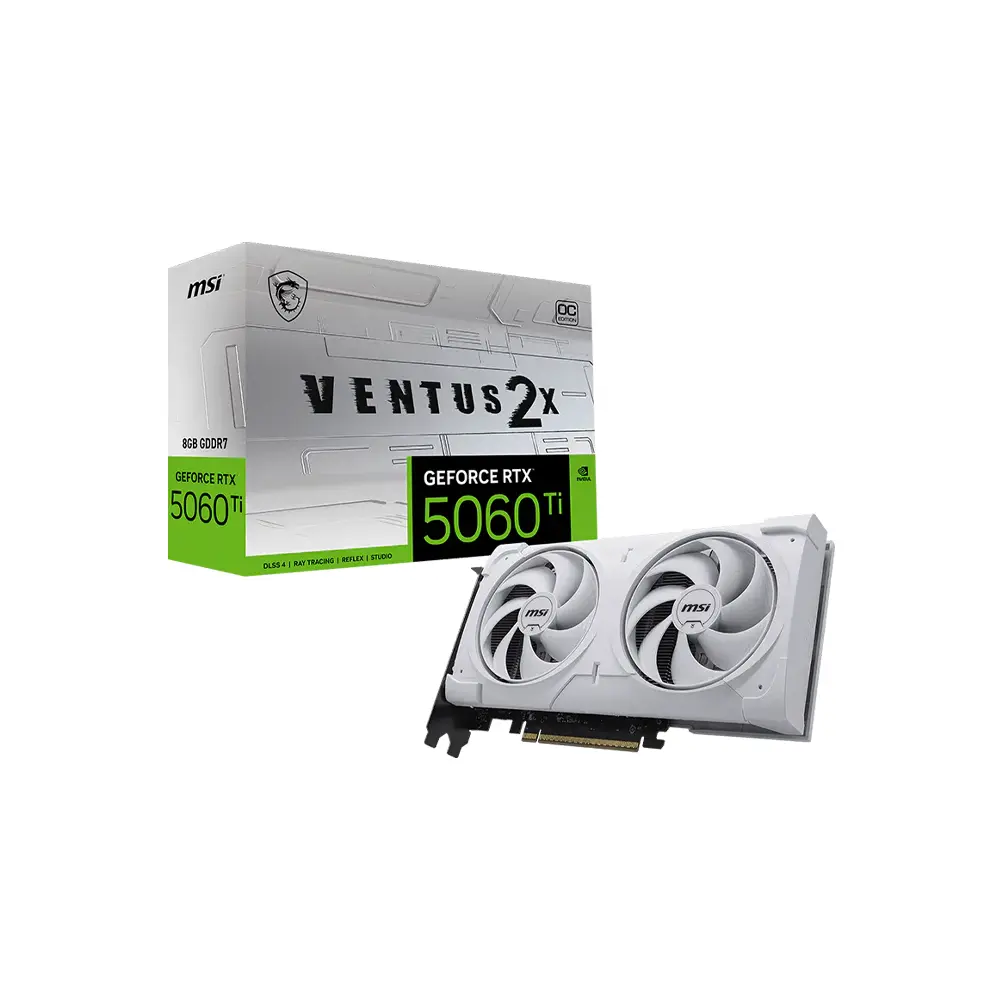 MSI GeForce RTX 5060 Ti Ventus 2X OC Plus 8GB DDR7 128Bit - White Graphic Card