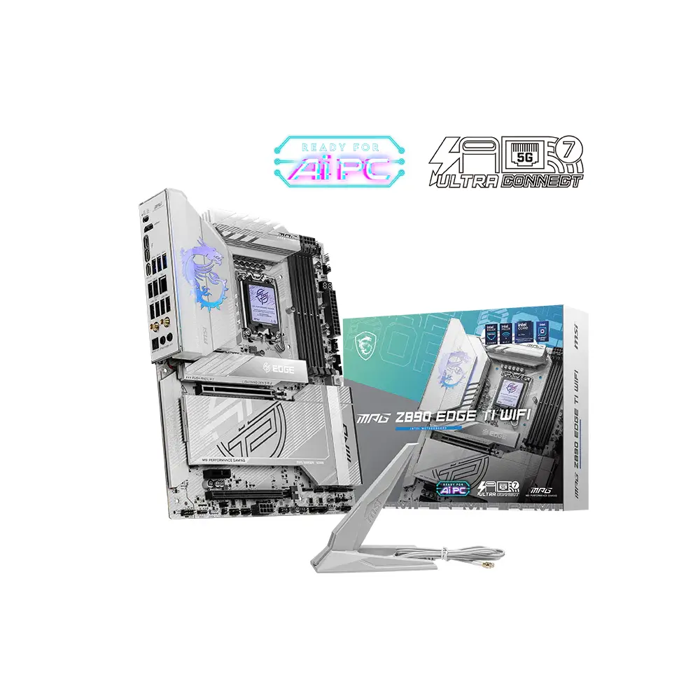 MSI MPG Z890 EDGE TI WIFI, Intel Z890, Socket LGA 1851, CUDIMM DDR5 9200+ MHz (Extreme OC), Killer 5G LAN, Killer Wi-Fi 7, Thunderbolt 4 - Intel Motherboard
