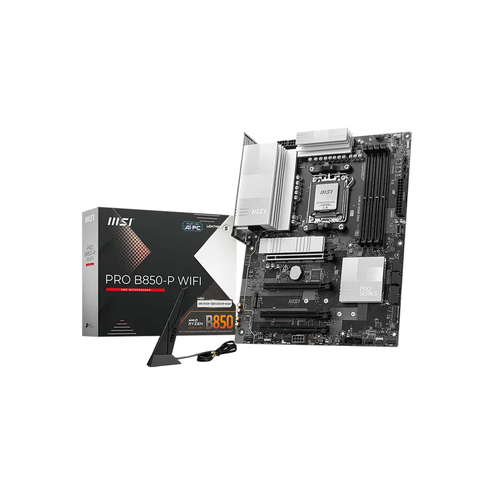 MSI PRO B850-P WIFI, AMD B850, Socket AM5, 6-Layer PCB, Frozr Guard Heatsink, DDR5 8200+ MHz (OC), 5G LAN, Wi-Fi 7, PCIe 5.0 - AMD Motherboard