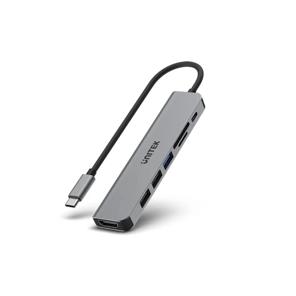 Unitek HUB S7+ 7 in 1 USB-C 5Gbps, 4K HDMI, 100W PD, USB 3.0 Port, SD/TF Card Reader - USB-C Hub