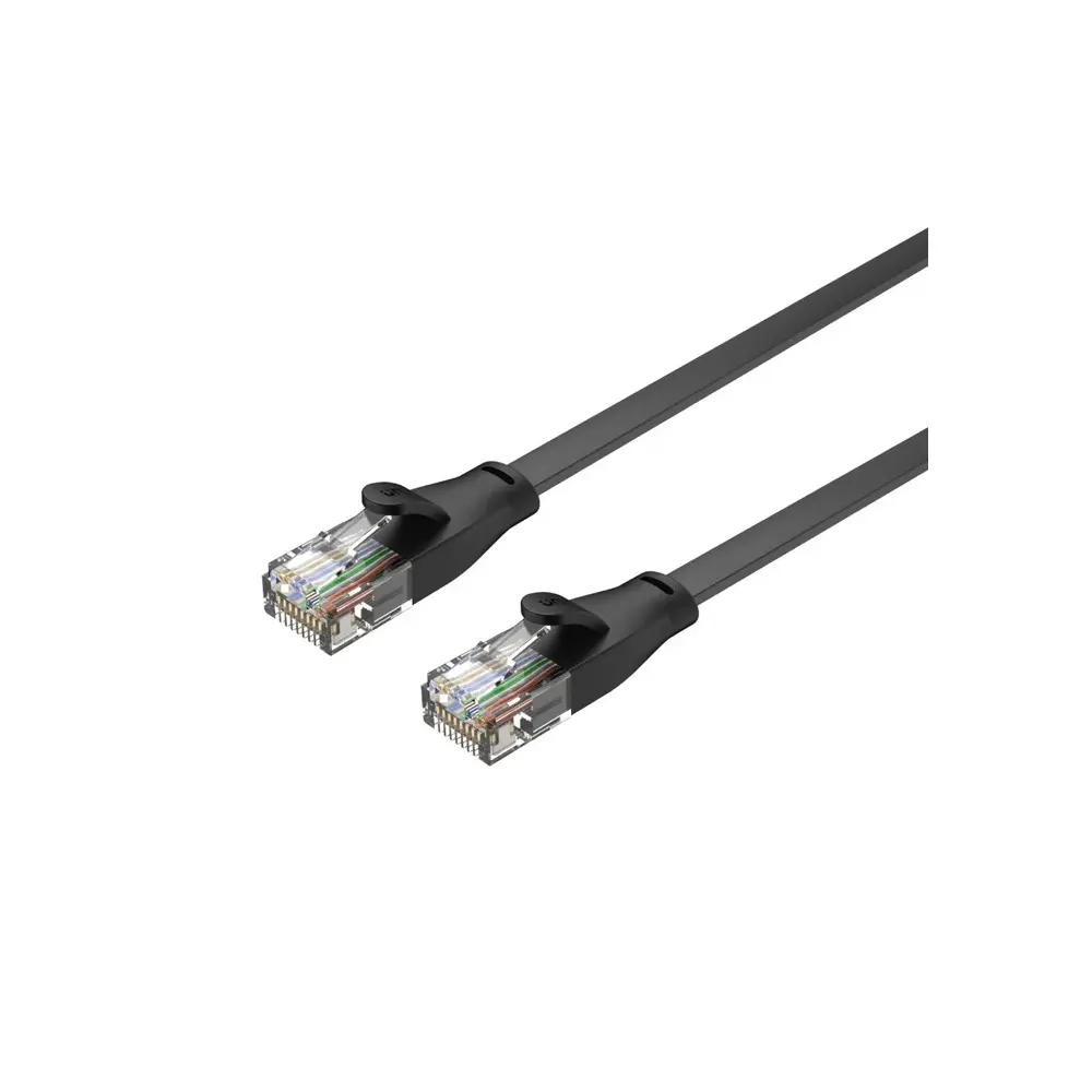 Unitek Cat 6 UTP RJ45 Flat Ethernet Cable Over, 1M-20M Gold-Plated RJ45 Connectors - Black