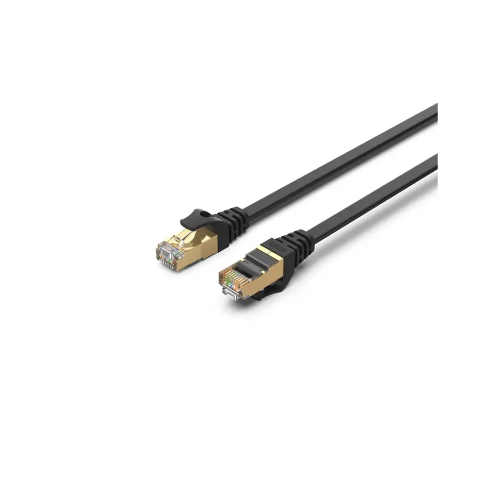 Unitek Cat 7 SSTP RJ45 Flat Ethernet Cable, 1M-20M, 10 Gbps at 500MHz, Gold-plated RJ45 connector - Black