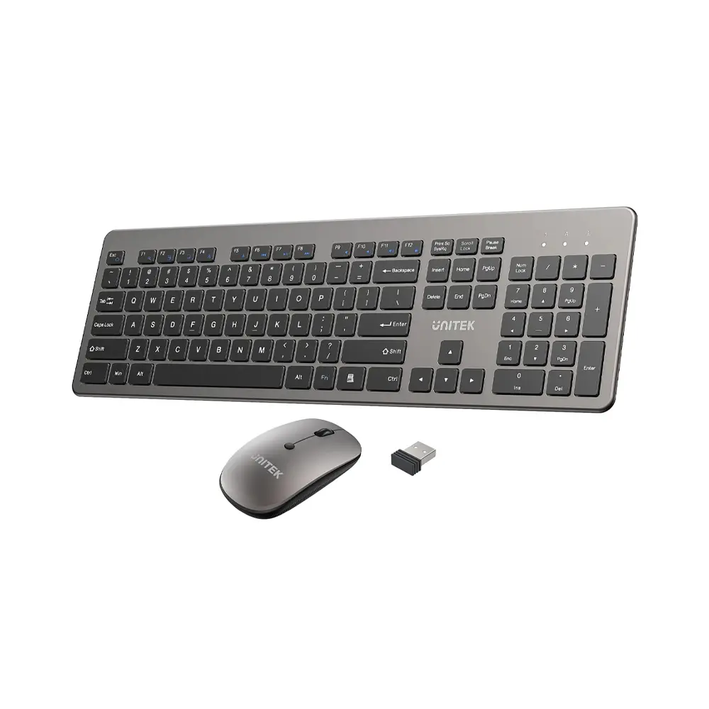 Unitek SlimDuo 2.4GHz Wireless Keyboard and Mouse Combo, Silent Keyboard, 800/1200/1600 DPI Mouse (EN Keyboard)
