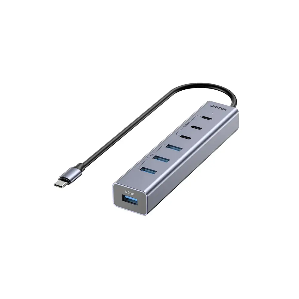 Unitek uHUB S7+ 7 in 1 USB-C Hub With 3 USB-C 10Gbps Ports and 4 USB-A 5 Gbps Ports, External 10W Power Supply for Charging