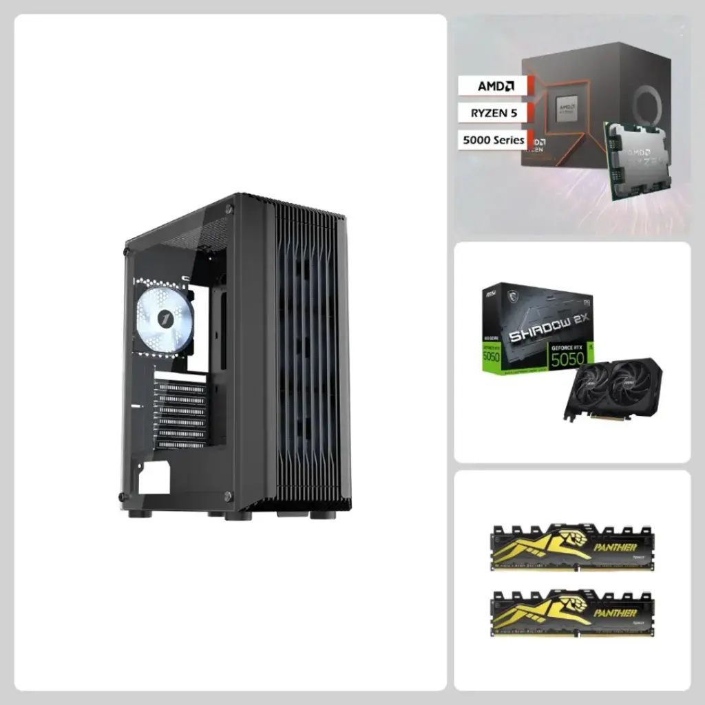 Aether Black Edition Lite, RTX 5050, Ryzen 5-5500 16GB/32GB DDR4 RAM, 512GB/1TB SSD 1stPlayer H6 Case - Entry Gaming PC 