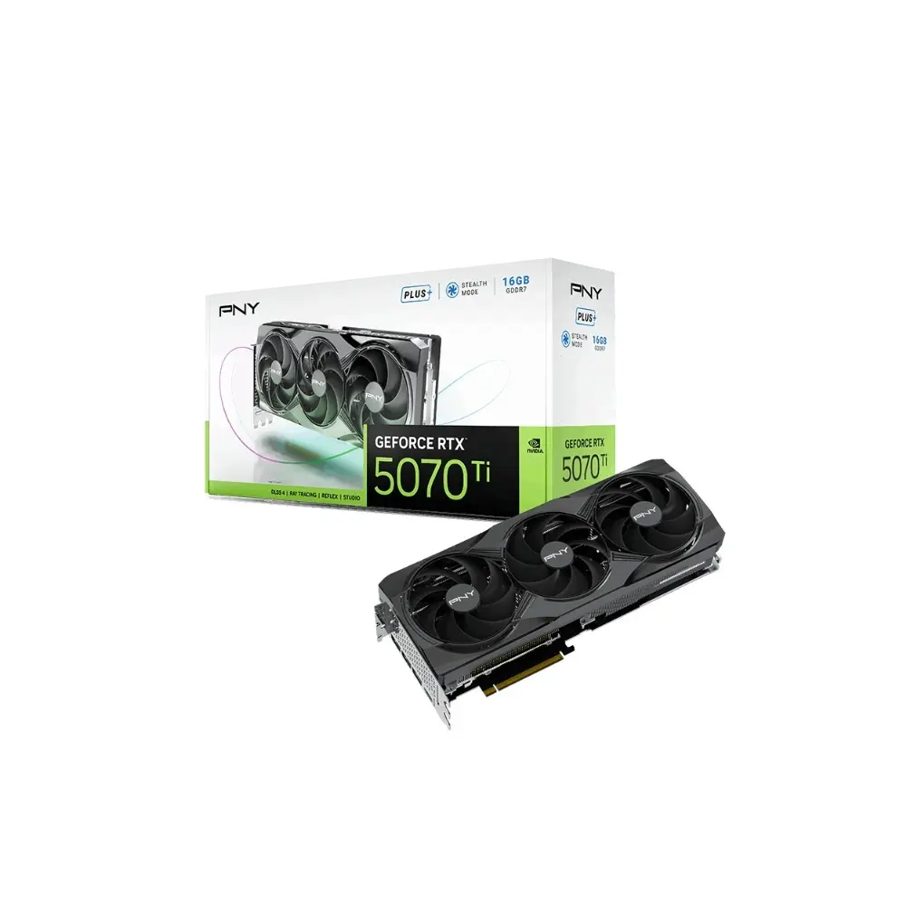 PNY GeForce RTX 5070 Ti 16GB GDDR7 Triple Fan Plus Models 256Bit - Black Graphic Card
