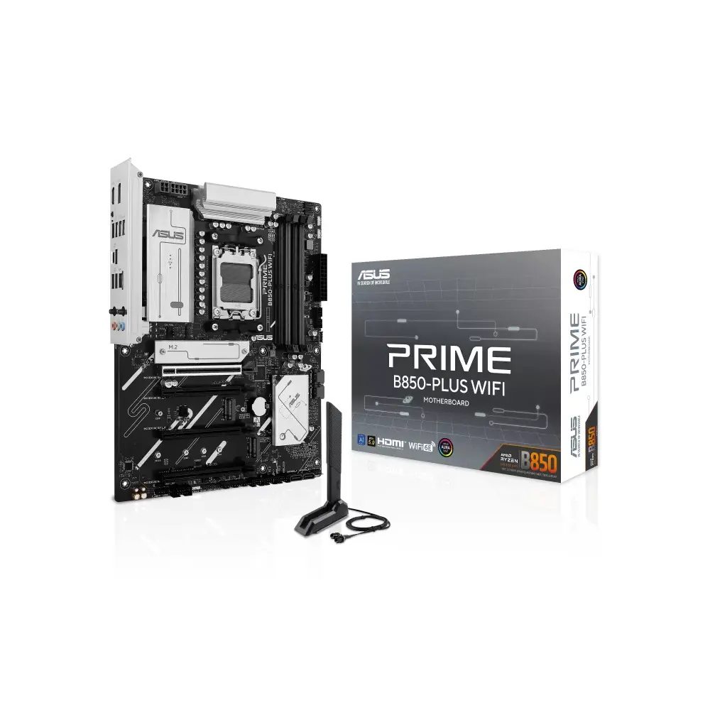 ASUS PRIME B850-PLUS WIFI, AMD B850 Chipset, Socket AM5, Max. 256GB DDR5 8000+MT/s (OC), PCIe 5.0, Wi-Fi 6E, 2.5Gb LAN - AMD Motherboard