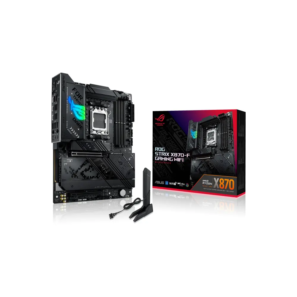 ASUS ROG STRIX X870-F GAMING WIFI, AMD X870 Chipset, Socket AM5, Max. 256GB DDR5 8000+MT/s (OC), PCIe 5.0, Wi-Fi 7, 2.5Gb LAN - AMD Motherboard