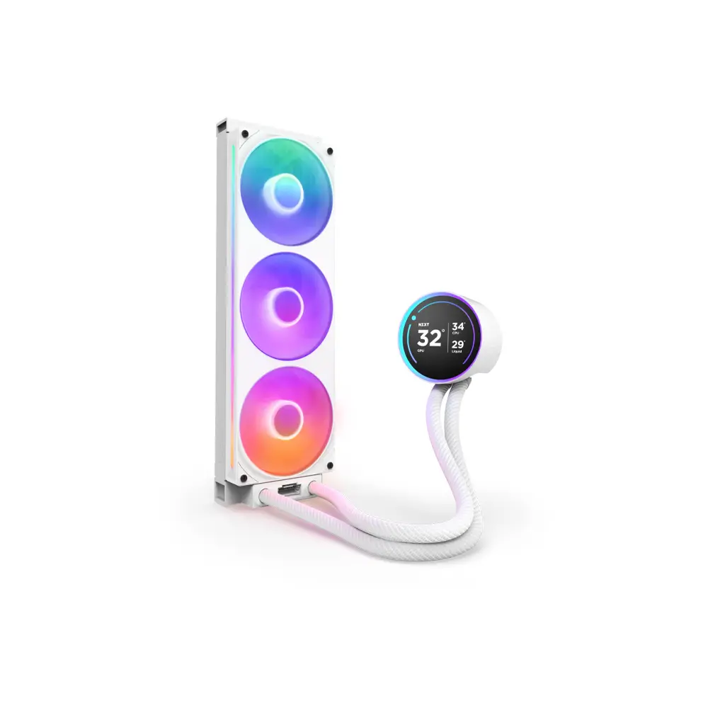 NZXT Kraken Elite 360mm RGB AIO White Liquid Cooler with 2.72" IPS LCD & RGB