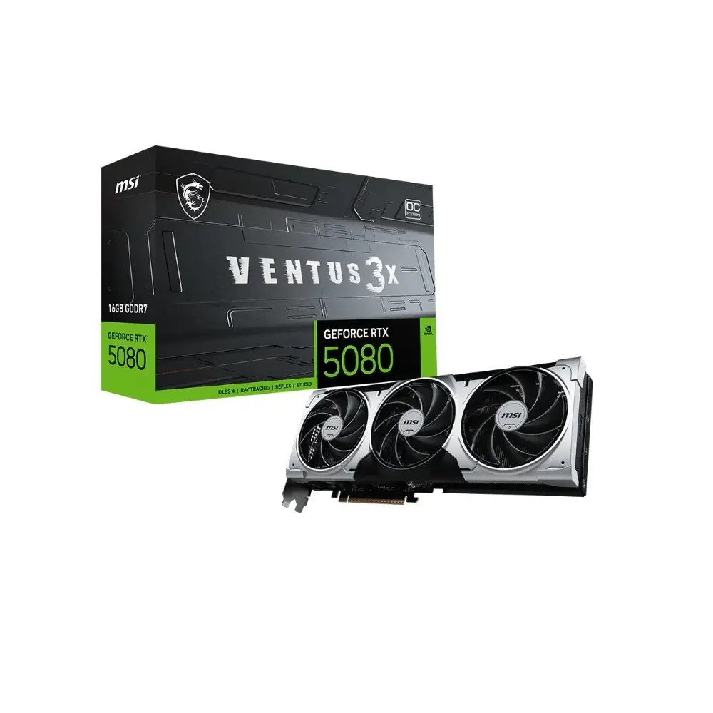 MSI GeForce RTX 5080 Ventus 3X OC Plus 16GB GDDR7 256Bit Black/Silver Graphic Card