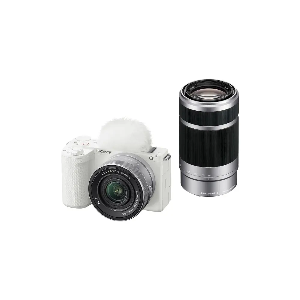 Sony ZV-E10 II White Mirrorless Camera with 16-50mm II and 55-210mm Lens (ZV-E10M2X)